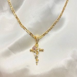 Cross Rose Necklace